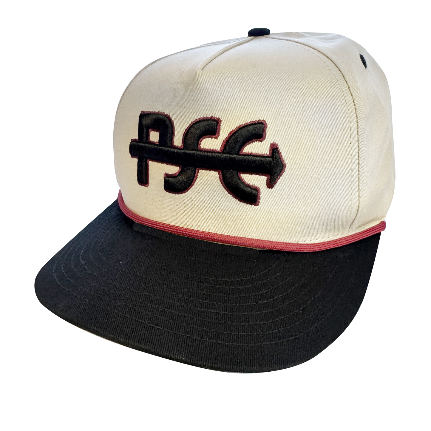 PSE Snap Back, Two Tone Cream and Black. Vintage Logo Cap