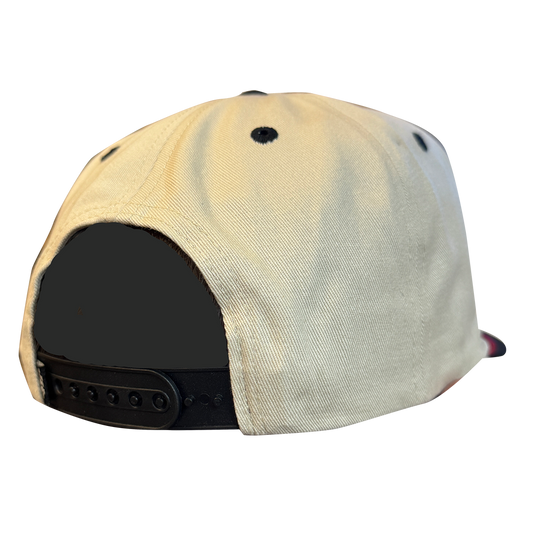 PSE Snap Back, Two Tone Cream and Black. Vintage Logo Cap