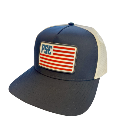 PSE Snap Back Navy, Cream Cap USA Flag